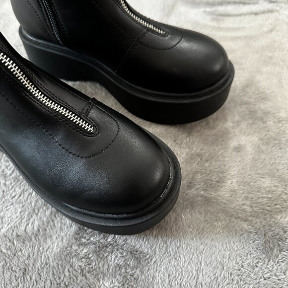 Portland Boot Company Black Platform Zipper Boots Women's 7.5 - Picture 2 of 5